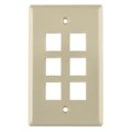 FPSIX-I - FACEPLATE SNGL GANG 6PORT IVORY