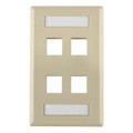 FPIQUAD-I - FACEPLATE SNGL GANG 4PORT IVORY