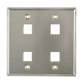 FPDGQUAD-SS - FACEPLATE DBL GANG 4PORT SILVER