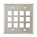 FPDG12-SS - FACEPLATE DBL GANG 12PORT SILVER
