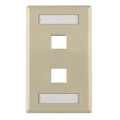 FPIHDUAL-I - FACEPLATE SNGL GANG 2PORT IVORY