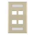 FPIHQUAD-I - FACEPLATE SNGL GANG 4PORT IVORY