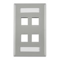 FPIQUAD-GRY - FACEPLATE SINGLE GANG 4PORT GRAY