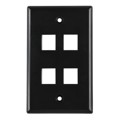 FPQUAD-BK - FACEPLATE SNGL GANG 4PORT BLACK