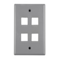 FPQUAD-GRY - FACEPLATE SINGLE GANG 4PORT GRAY