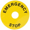 A02YL1 - EMERGENCY STOP LABEL 90MM YLW